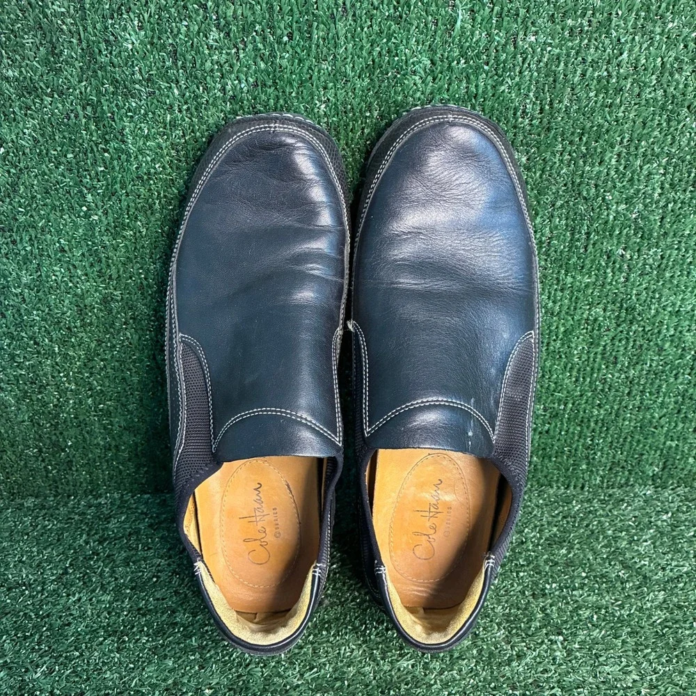 Cole Haan Air G Series Leather Slip On Loafer Casual Driving Shoe Black Men 10.5